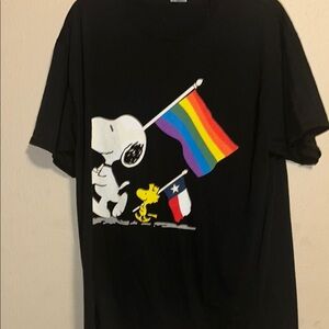 Black Short Sleeve Tee with Cartoon Pride Design